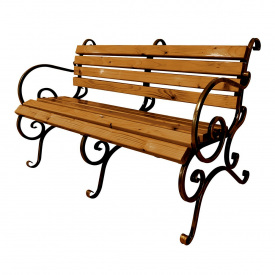 Скамейка садовая кованая Tobi Sho с подлокотниками усиленная 200 см цвет дуб