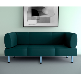 Диван офисный Tobi Sho Бенно-2 с подлокотниками и прямой ногой 1800х720х750 кожзам Морская волна 2215