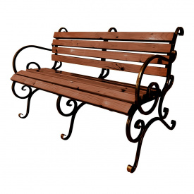 Лавка садова кована Tobi Sho з підлокітниками посилена 170 см колір макасар