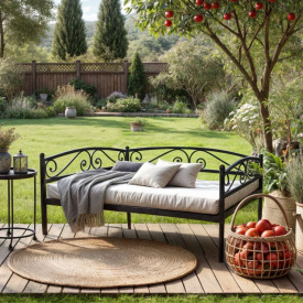 Тахта металеве Tobi Sho CAROLA LUX для тераси, саду 200X90 Чорна