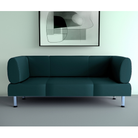 Диван офисный Tobi Sho Бенно-2 с подлокотниками и прямой ногой 1400х720х750 кожзам Морская волна 2215