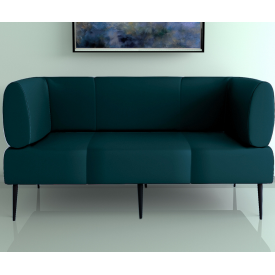 Диван офісний Tobi Sho Бенно-1 з підлокітниками та конусною ногою 2000х720х750 шкірзам Морська хвиля 2215