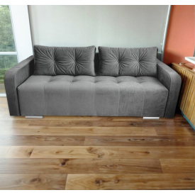 Диван прямой раскладной Tobi Sho ARMADA для гостиной велюр Крокус Серый/90, 2250х900х970 мм