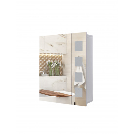 Зеркальный навесной шкаф в ванную комнату TR7-55 700х550х145 мм с рисунком квадраты