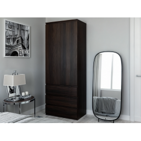 Шкаф для одежды Tobi Sho T-211 распашной со штангой и выдвижными ящиками, 800х2117х500 мм Венге