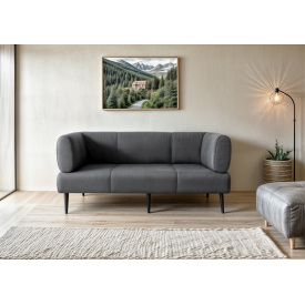 Диван с подлокотниками Tobi Sho Бенно-1 офисный с конусной ногой 2000х720х750 велюр Emilia 95 DARK GREY