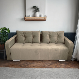 Диван раскладной Tobi Sho ARMADA прямой для гостиной велюр Forever Бежевый/61, 2250х900х970 мм