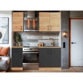 Кухонный гарнитур Tobi Sho OPTIMA-К1 со столешницей 1.8 м Дуб Крафт Золотой/Антрацит, корпус Антрацит