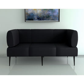 Диван офисный Tobi Sho Бенно-1 с подлокотниками и конусной ногой 1800х720х750 кожзам Черный 2230