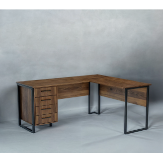 Стол угловой офисный Tobi Sho LOFT Volcano СУЛВ/2-1 с 4 ящиками столешница 18 мм, 1400х1200х750 Фаервуд