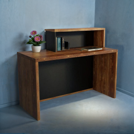 Стійка адміністратора пряма Tobi Sho Ресепшн/4 правостороння для офісу, салону, 1600х600х1050 Фаєрвуд/Чорний