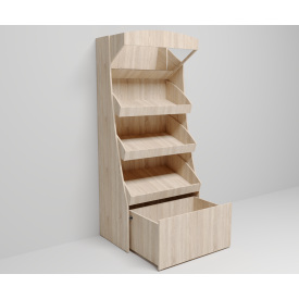 Овощной стеллаж с зеркальным фризом с ящиком