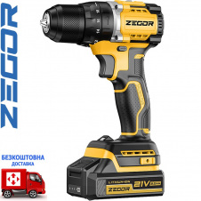 Аккумуляторный шуруповерт ударный ZEGOR CDP-21BL (2 *(21В, 2 А/ч)) в кейсе (Серия PROFESSIONAL)