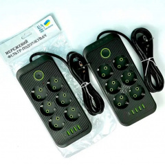Мережевий подовжувач UA Power F06U 6 розеток 4 USB Type-C 2 м Чорний (2450340452) Ясногородка