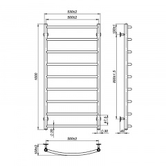 Полотенцесушитель OnlyHeat Oria 9 100x50 см Хром (68001) Братское