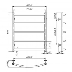 Рушникосушка OnlyHeat Oria 5 60x50 см Хром (67999) Косів