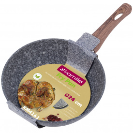 Сковородка 24см с антипригарным покрытием ptfe из алюминия для индукции и газа KL226129 Kamille