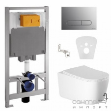 Безободковый подвесной унитаз Volle Hippo 13-44-202 + инсталляция Volle Master 141515 панель смыва хром