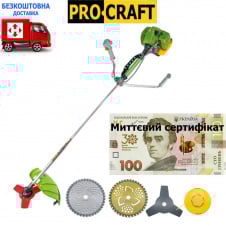 Бензокоса Procraft T4350 Modern (3 ножі (40Т победит, 3Т, 40Т) та 1 котушка-ліска) штанга 28см+сертифікат