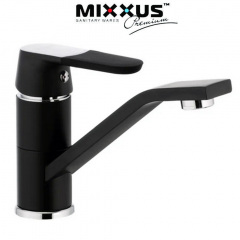 Змішувач для умивальника ялинка на гайці 15см MIXXUS Premium Tiger Black (чорний) (Chr-555), Польща Гайсин