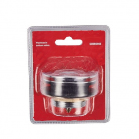 Донний клапан для умивальника з переливом PW-04-01 1 1/4 (кнопка) колір Хром, Чехія