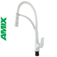 Змішувач для кухні з термопластику рефлекторний AMIX Lucas-017 SET White REFLECTOR White (з підводкою), Білий