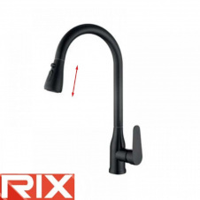 Змішувач для кухні Вухо Rix PUL (Chr-014) BLACK з висувною лійкою, SUS304 з нержавіючої сталі