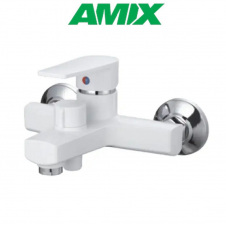 Змішувач для ванни з термопластику AMIX Oscar-009 EURO SET White (зі шлангом, лійки та кронштейном), Білий