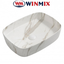 Раковина (умивальник) накладна Winmix Premium BEVEL-0102 MARBLE 495*370*135mm (мармур)
