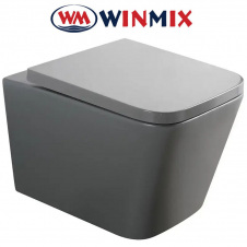 Унітаз підвісний Winmix PREMIUM QUADRO 0305-R GRAY 510*350*345mm, система змиву RIMLESS