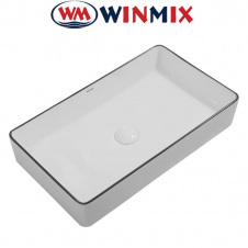 Раковина (умивальник) накладна Winmix Premium QUADRO -0107 EDGE BLACK 600*340*110mm (чорна окантовка)