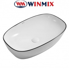 Раковина (умивальник) накладна Winmix Premium DIVERSE-0109 EDGE BLACK 500*380*140mm (чорна окантовка)
