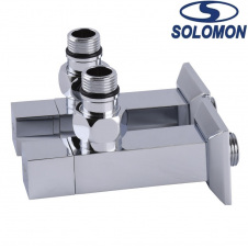Набір кутовий кран напівоборотний з американкою Solomon LUX 1/2″ CUBE CHROM 8888 2 шт, Польща (під замовлення)