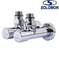 Набір кранів вентильний кутовий з американкою Solomon LUX 1/2 CHROM 7777, Польща