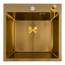 Кухонне миття Platinex Handmade Gold 50*50 PVD (с диспенсором), Золото
