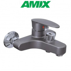 Змішувач для ванни з термопластику AMIX CEZAR-009 EURO SET GRAPHITE (зі шлангом, лійки та кронштейном), Графіт