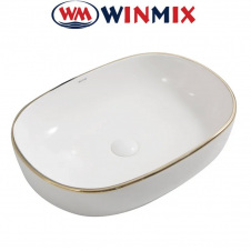 Раковина (умивальник) накладна Winmix Premium ELLIPSE -0105 EDGE GOLD 600*400*150mm (золота окантовка)
