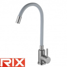Змішувач для кухні Rix LUX (Chr-011) REFLECTOR GRAY рефлекторний сірий гусак, SUS304 з нержавіючої сталі