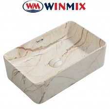 Раковина (умивальник) накладна Winmix Premium QUADRO -0208 MARBLE 480*315*140mm (мармур)