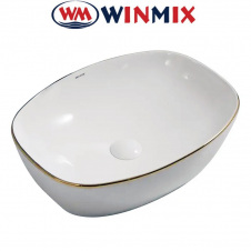 Раковина (умивальник) накладна Winmix Premium DIVERSE-0109 EDGE GOLD 500*380*140mm (золота окантовка)
