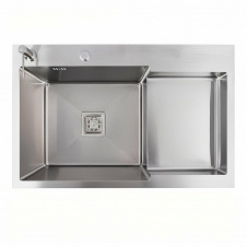 Кухонна мийка Platinex Handmade CM 78*50C L, PVD (з поглибленою полицею та диспенсером), Нержавіюча сталь
