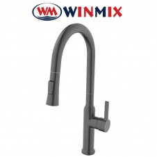 Змішувач для кухні Вухо Winmix Premium PULL GRAPHITE (Chr-014) з висувним зливом, Польща