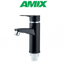 Змішувач для умивальника з термопластику AMIX Sergio-001 Black (з підведенням), Чорний