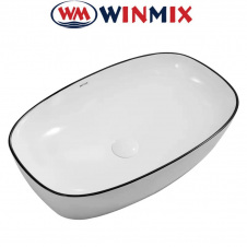Раковина (умивальник) накладна Winmix Premium DIVERSE-0111 EDGE BLACK 600*380*140mm (чорна окантовка)