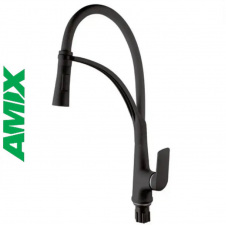 Змішувач для кухні з термопластику рефлекторний AMIX Lucas-017 SET Black REFLECTOR Black (з підводкою), Чорний