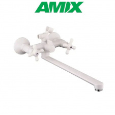 Змішувач для ванни з термопластику AMIX Pablo-140 EURO SET White (зі шлангом та лійкою), Білий