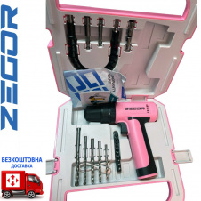 Шуруповерт ударний акумуляторний ZEGOR CDPK-12H (1*(12В, 2 А/год)) в кейсі (PINK SEVEN (набір свердл, гнучкий вал)