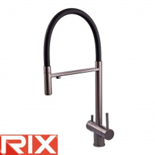 Змішувач для кухні Вухо Rix KIT (Chr-021) REFLECTOR BLACK GRAPHITE, SUS304 із силіконовим виливом та краном під осмос, нержавіюча сталь