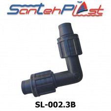 Коліно затискне для крапельної стрічки DN17 (КЗ 17) Арт. SL-002.3B Black (чорний)