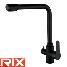 Змішувач для кухні Вухо Rix DAX (Chr-021) Black з виходом для питної води, SUS304 з нержавіючої сталі